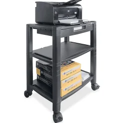 Kantek Mobile 3-Shelf Printer/Fax Stand, 75 lb Load Capacity, 3 x Shelf(ves), 24.50"H x 20"W x 13.25"D, Floor, Black