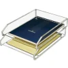 Kantek 2-Tier Letter Trays, 2-1/2"H x 10-1/2"W x 13-3/4"D, Clear, Pack Of 2 Trays