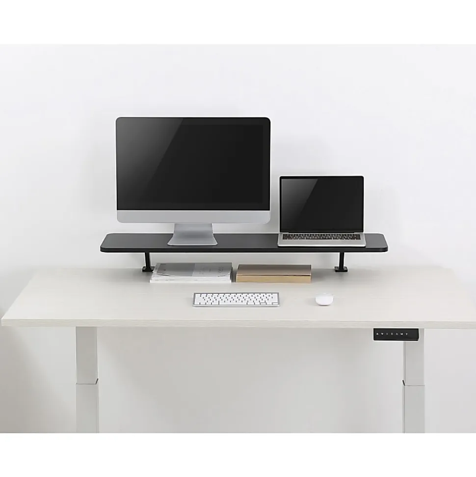 Kantek Wide Desktop Shelf/Monitor Stand - 40 lb Load Capacity - 5.10"Hx39.40"Wx10.20"D - Desk - Black - For Monitor, Supplies, File - Sturdy - DS920
