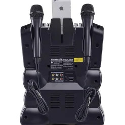 Karaoke USA GF946 Bluetooth Karaoke Machine With Synchronized LEDs, 10”H x 13”W x 17-13/16”D, Black