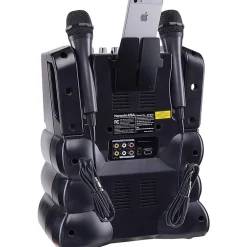 Karaoke USA GF946 Bluetooth Karaoke Machine With Synchronized LEDs, 10”H x 13”W x 17-13/16”D, Black