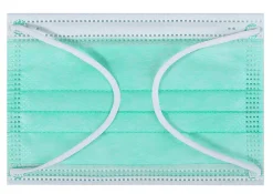 Kata 3-Ply Pleated Disposable Children's Face Masks, One Size, Green, Box Of 50 Masks