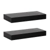 Kate And Laurel Havlock Wall Shelves, 2-1/4”H x 18”W x 8”D, Black, Set Of 2 Shelves