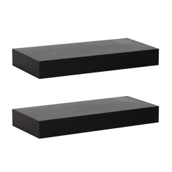 Kate And Laurel Havlock Wall Shelves, 2-1/4”H x 18”W x 8”D, Black, Set Of 2 Shelves