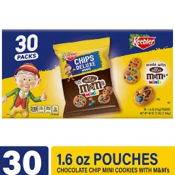 Keebler M&M Cookie Packs, 1.6 Oz, Box Of 30