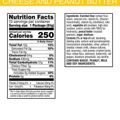 Keebler Sandwich Crackers, Single Serve Snack Crackers, Office and Kids Snacks, Big Snack Pack, Cheese and Peanut Butter, 21.6oz Tray (12 Packs)