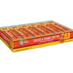 Keebler Sandwich Crackers, Single Serve Snack Crackers, Office and Kids Snacks, Big Snack Pack, Cheese and Peanut Butter, 21.6oz Tray (12 Packs)