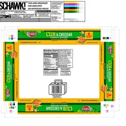 Keebler Sandwich Crackers, Single Serve Snack Crackers, Office and Kids Snacks, Club and Cheddar, 21.6oz Tray (12 Packs)