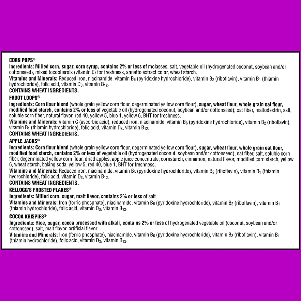 Kellogg's Cereal Assortment Pack, Pack Of 25 Cereal Boxes