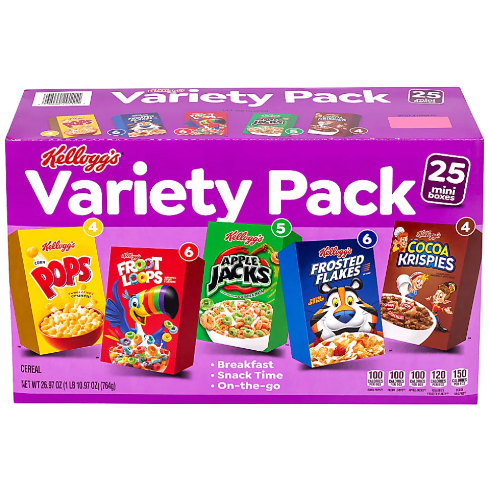 Kellogg's Cereal Assortment Pack, Pack Of 25 Cereal Boxes