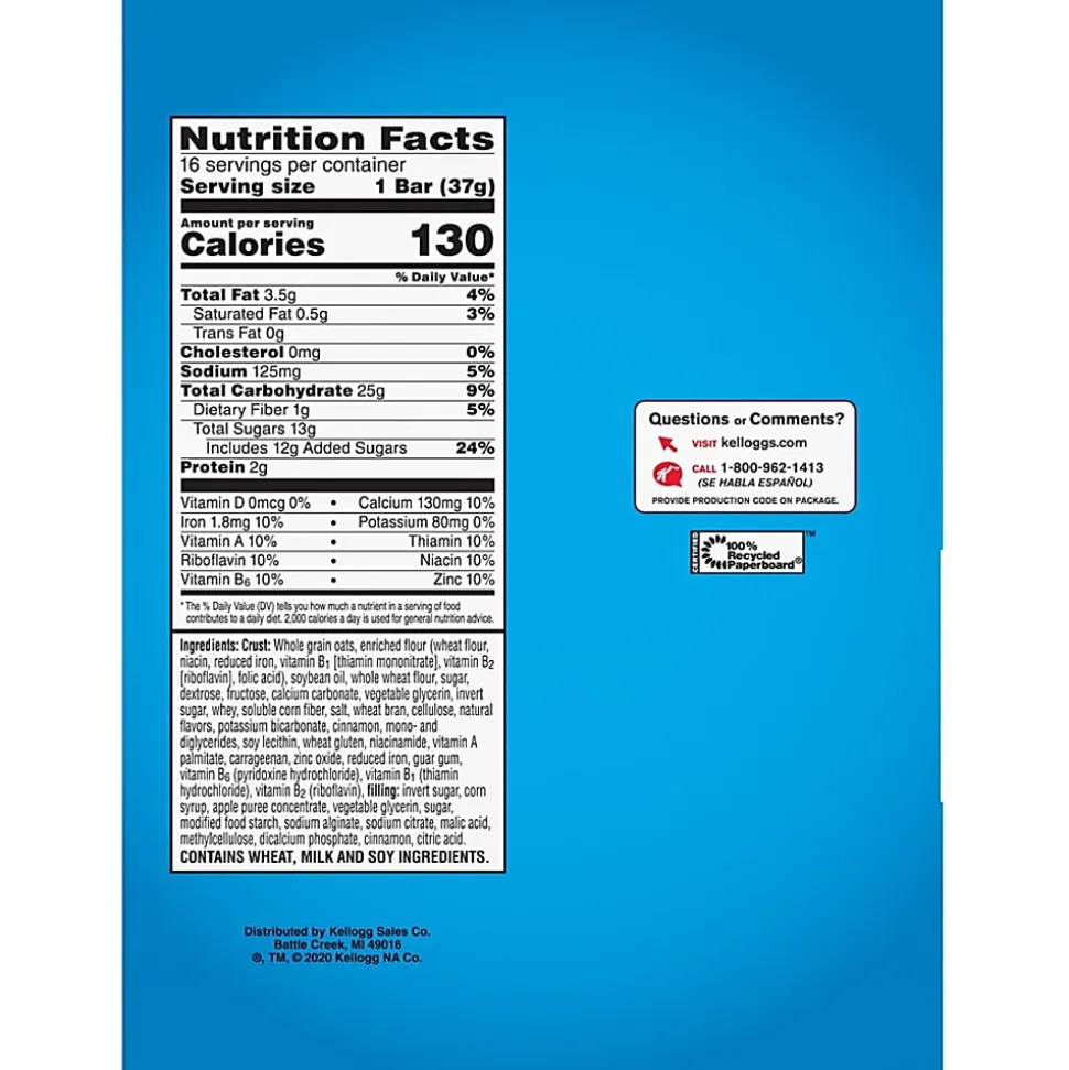 Kellogg's® Nutri-Grain Bars, Apple Cinnamon, 1.3 Oz, Box Of 16