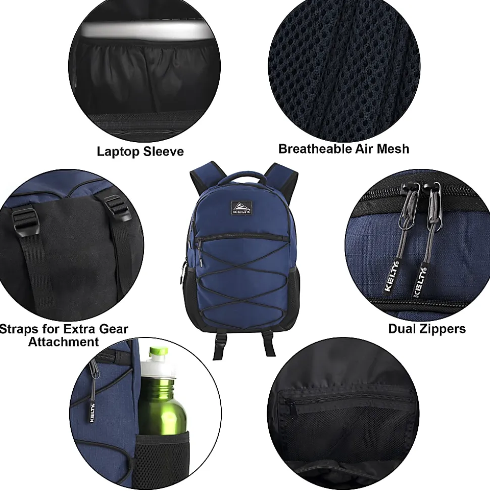 Kelty Bungee Backpack With 17" Laptop Sleeve, Navy