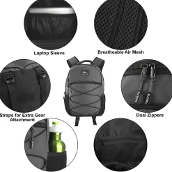 Kelty Deluxe Bungee Backpack With 17" Laptop Pocket, Gray