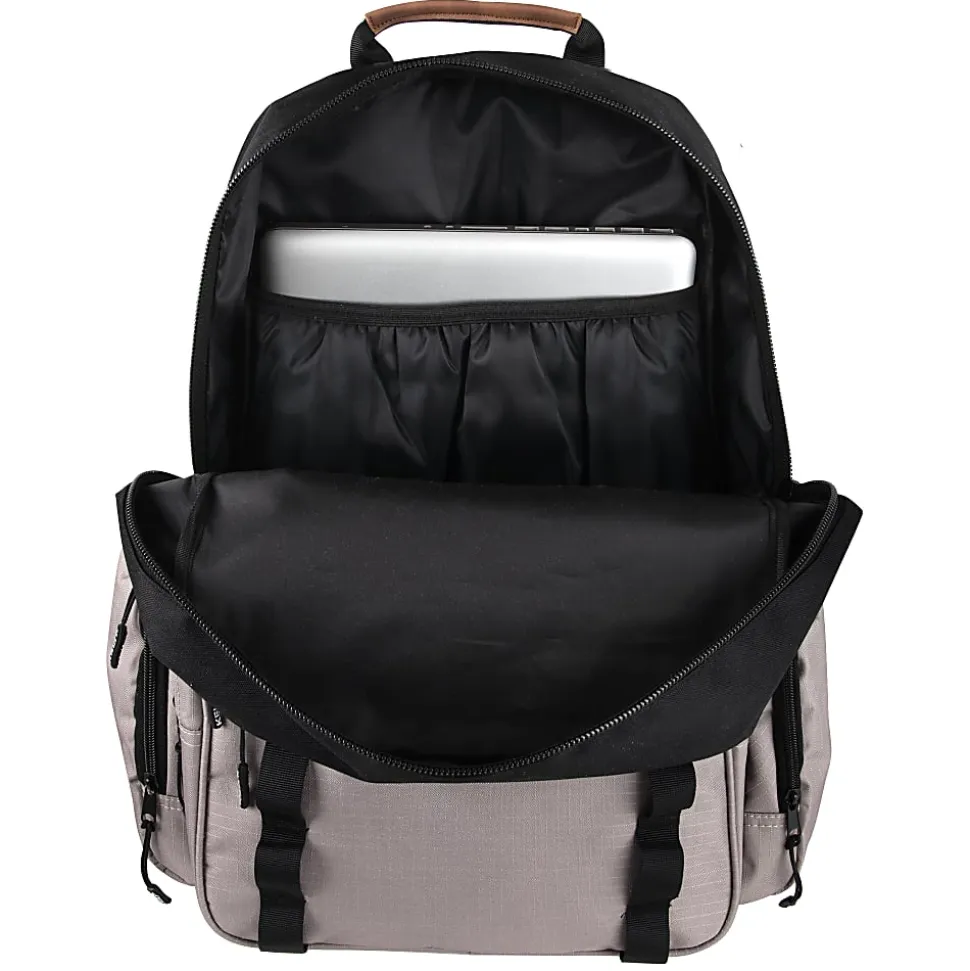 Kelty Deluxe Ripstop Backpack With 17" Laptop Sleeve, Black/Tan