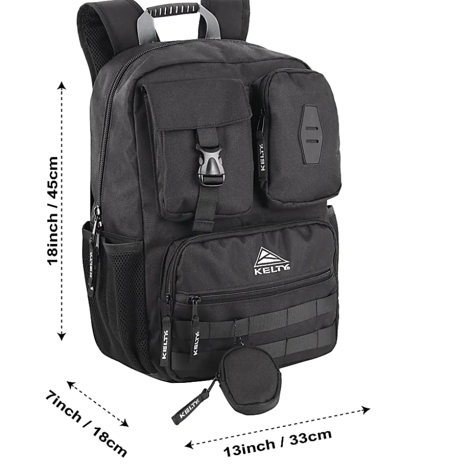 Kelty 4370 Multi-Pocket Backpack With 17" Laptop Sleeve, Black, Total Qty 1