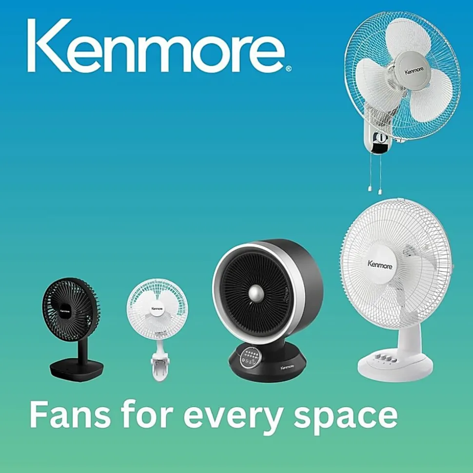Kenmore Fan & Heater Combo - 2 x Heat Settings - Remote Control - Oscillation - Office, Room, Kitchen - Desk - Black