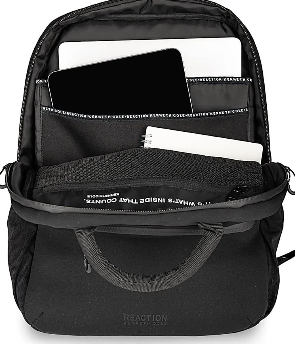Kenneth Cole Reaction Neoprene Logan Backpack, 16"H x 11-3/4"W x 5-1/4"D, Black