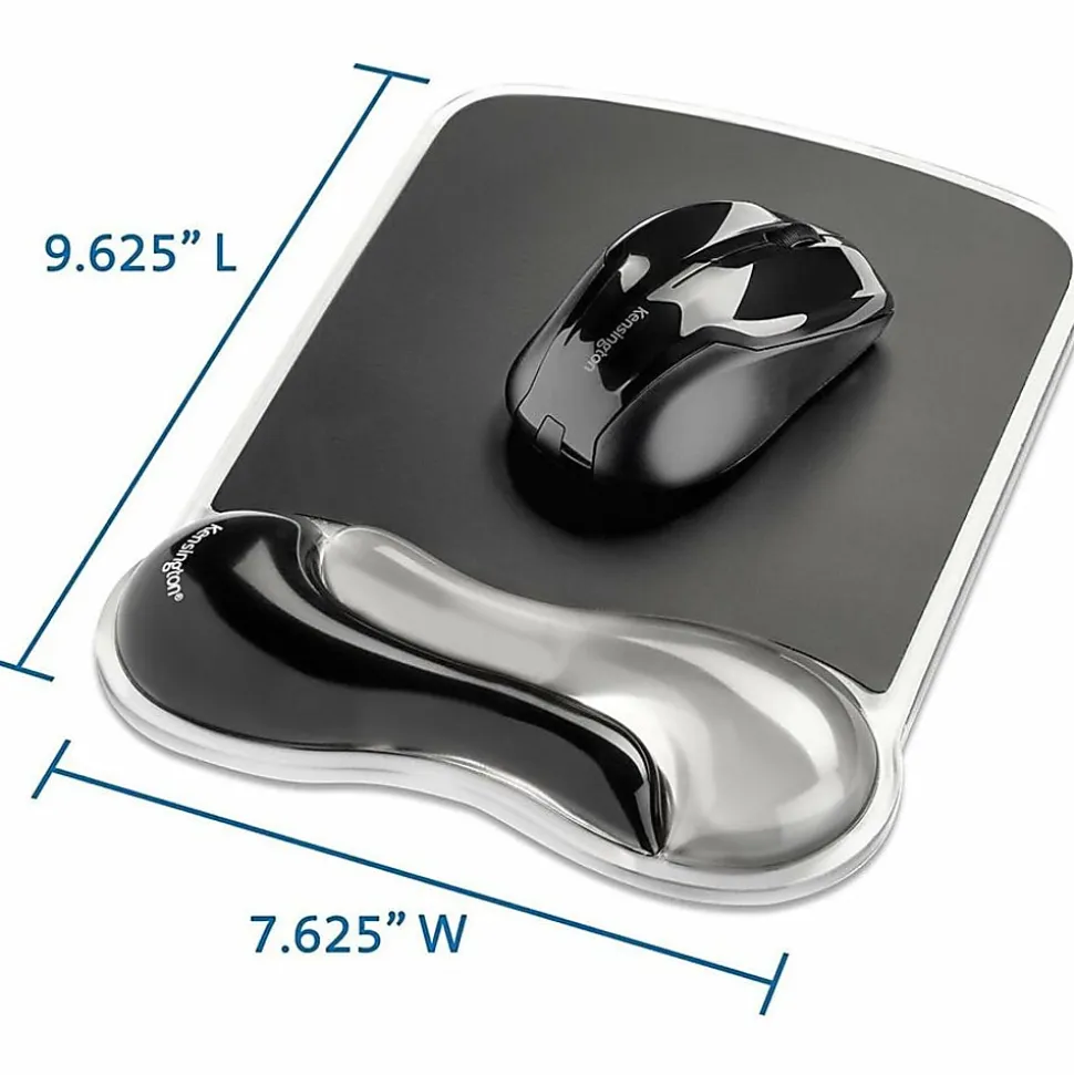 Kensington Duo Gel Mouse Pad Wrist Rest - 1.70" Height x 11.40" Width - Gray - Gel - 1 Each