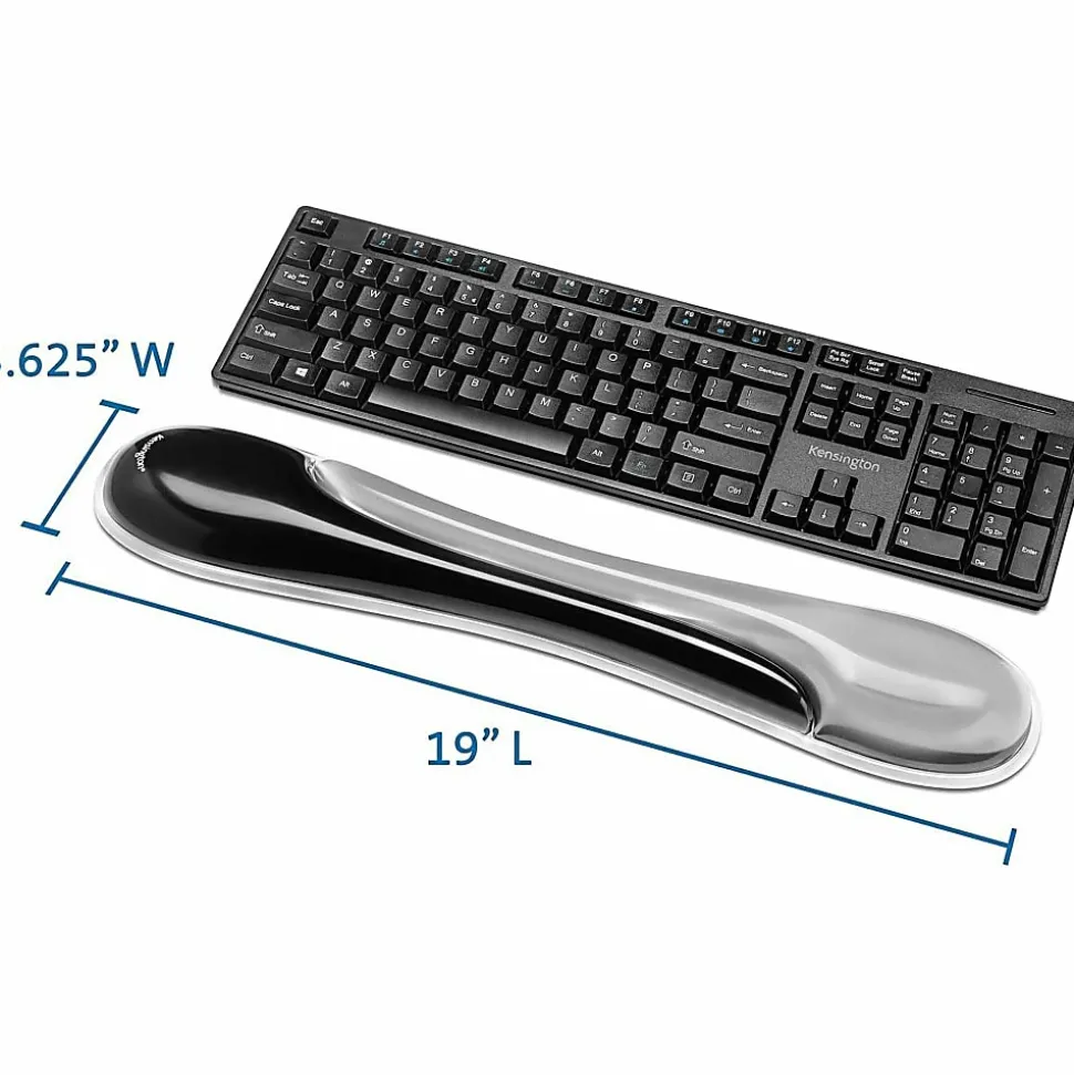 Kensington Duo Gel Mouse Pad Wrist Rest - 1.70" Height x 11.40" Width - Gray - Gel - 1 Each
