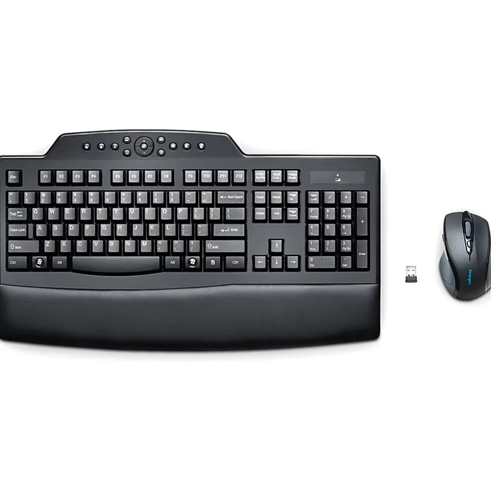 Kensington Pro Fit Comfort Wireless Keyboard & Mouse, Contoured/Curved Full Size Keyboard, Right-Handed Optical Mouse, KMW72403