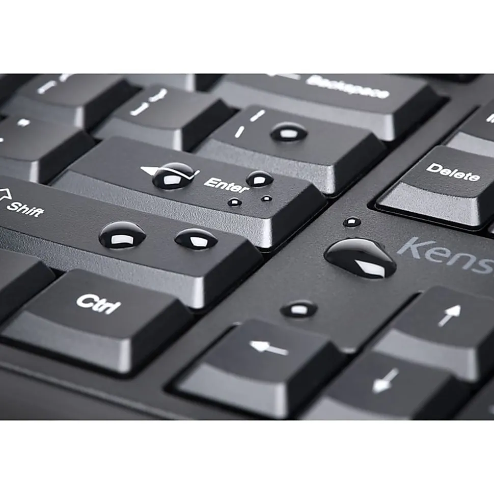 Kensington Pro Fit Ergo Wireless Keyboard and Mouse-Black - USB Wireless Bluetooth/RF 4.0 2.40 GHz Keyboard - K75406US