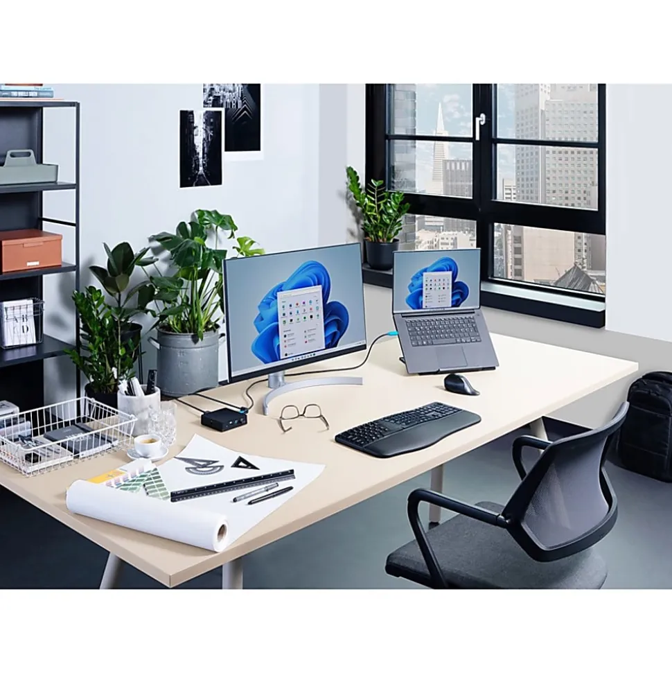 Kensington Pro Fit Ergo Wireless Keyboard and Mouse-Black - USB Wireless Bluetooth/RF 4.0 2.40 GHz Keyboard - K75406US