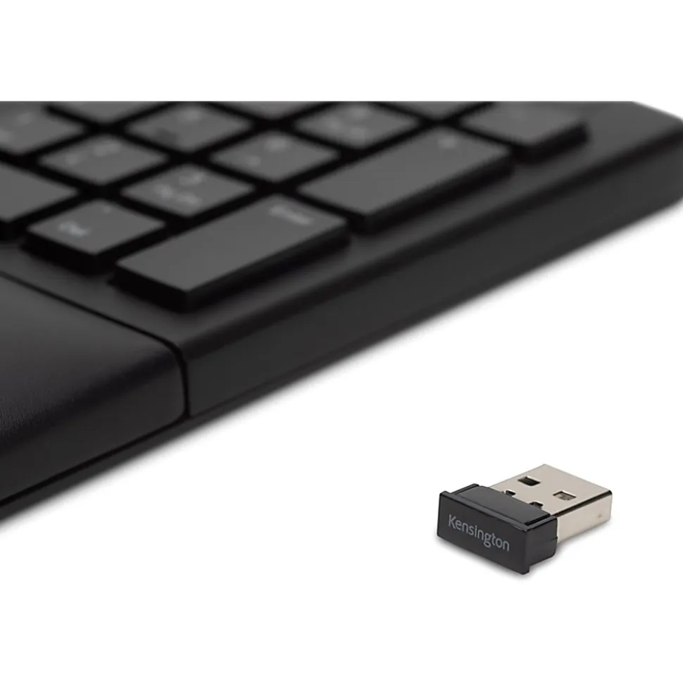 Kensington Pro Fit Ergo Wireless Keyboard and Mouse-Black - USB Wireless Bluetooth/RF 4.0 2.40 GHz Keyboard - K75406US