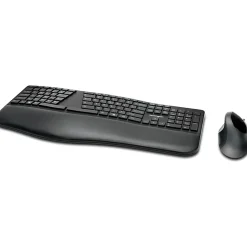 Kensington Pro Fit Ergo Wireless Keyboard and Mouse-Black - USB Wireless Bluetooth/RF 4.0 2.40 GHz Keyboard - K75406US