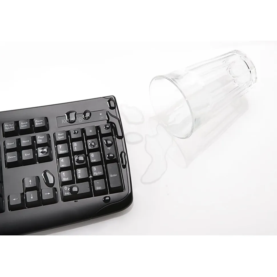 Kensington Pro Fit Wireless Keyboard & Mouse, Straight Full Size Keyboard, Black, Ambidextrous Laser Mouse, K72324US