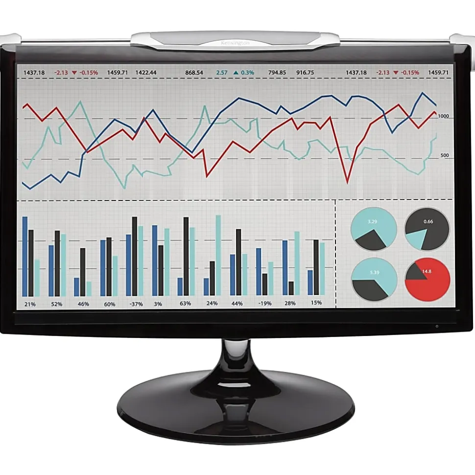 Kensington® Snap2™ Monitor Privacy Screen Filter, 22" Widescreen, Black/Silver, K55779WW