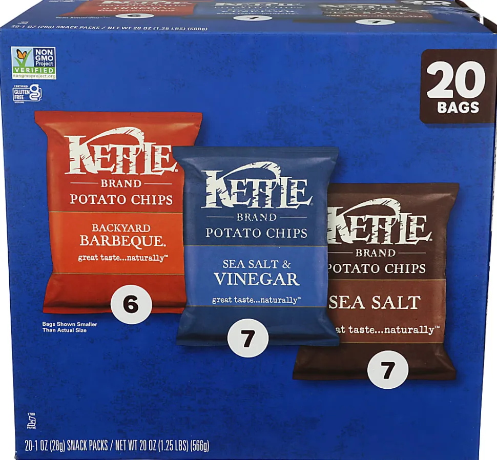 Kettle Brand Classic Kettle Potato Chips, 1 Oz, Total Qty 80