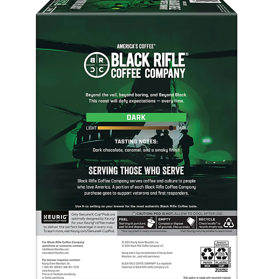Keurig Black Rifle Coffee Company K-Cup Pods, Beyond Black, Dark Roast, Pack Of 22 Pods