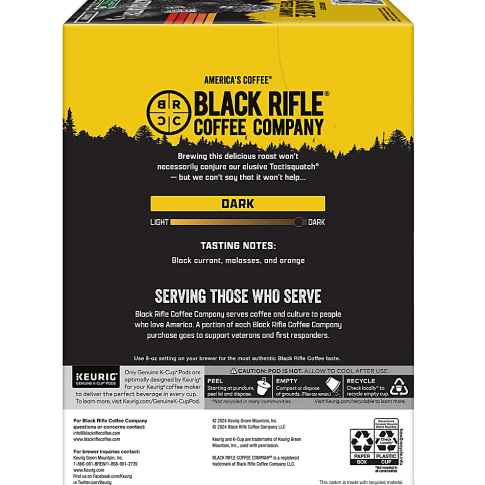 Keurig Black Rifle Coffee Company K-Cup Pods, Tactisquatch, Dark Roast, Pack Of 22 Pods