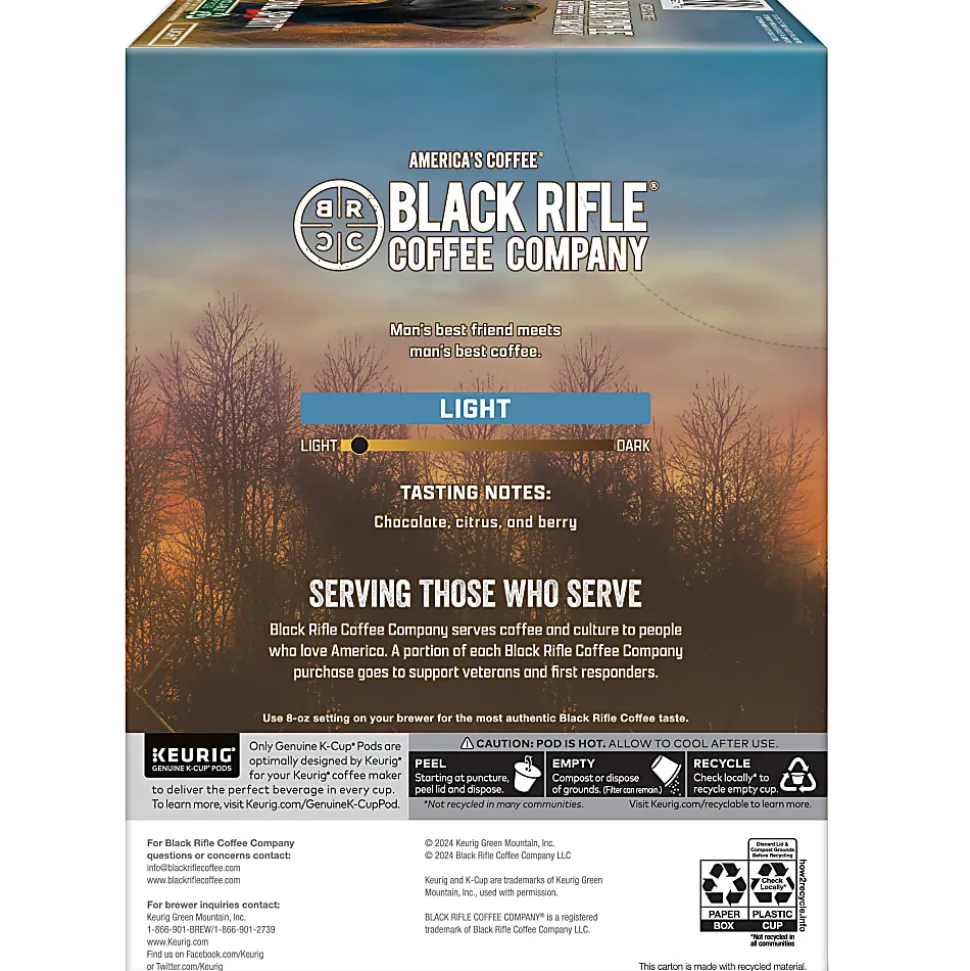 Keurig Black Rifle Coffee Company K-Cup Pods, Loyal Spirit, Light Roast, Pack Of 22 Pods