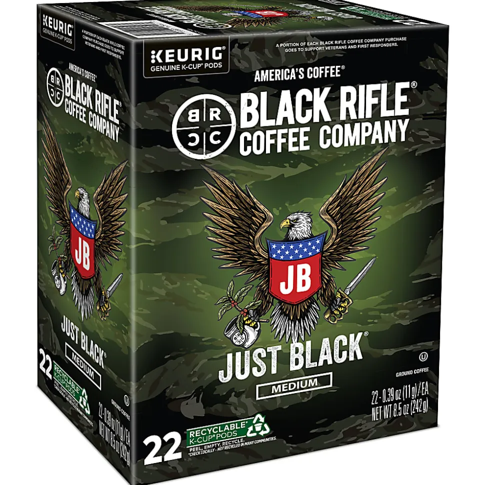 Keurig Black Rifle Coffee Company K-Cup Pods, Just Black, Medium Roast, Pack Of 22 Pods