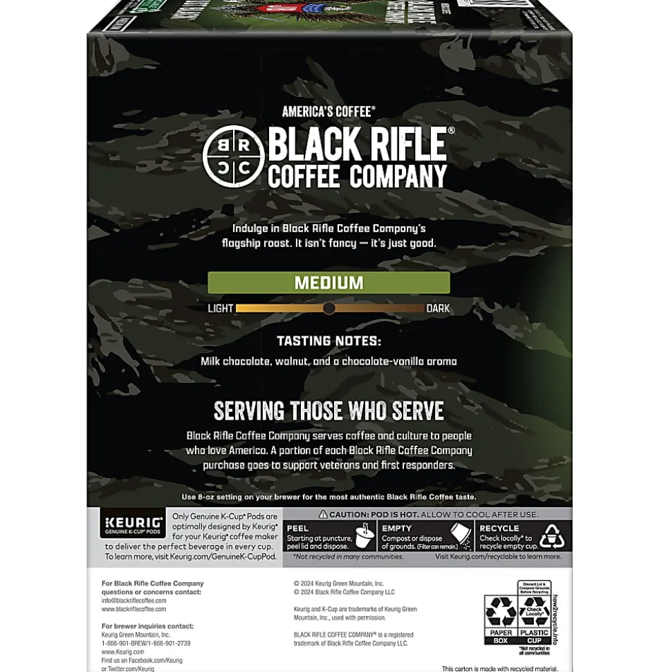 Keurig Black Rifle Coffee Company K-Cup Pods, Just Black, Medium Roast, Pack Of 22 Pods