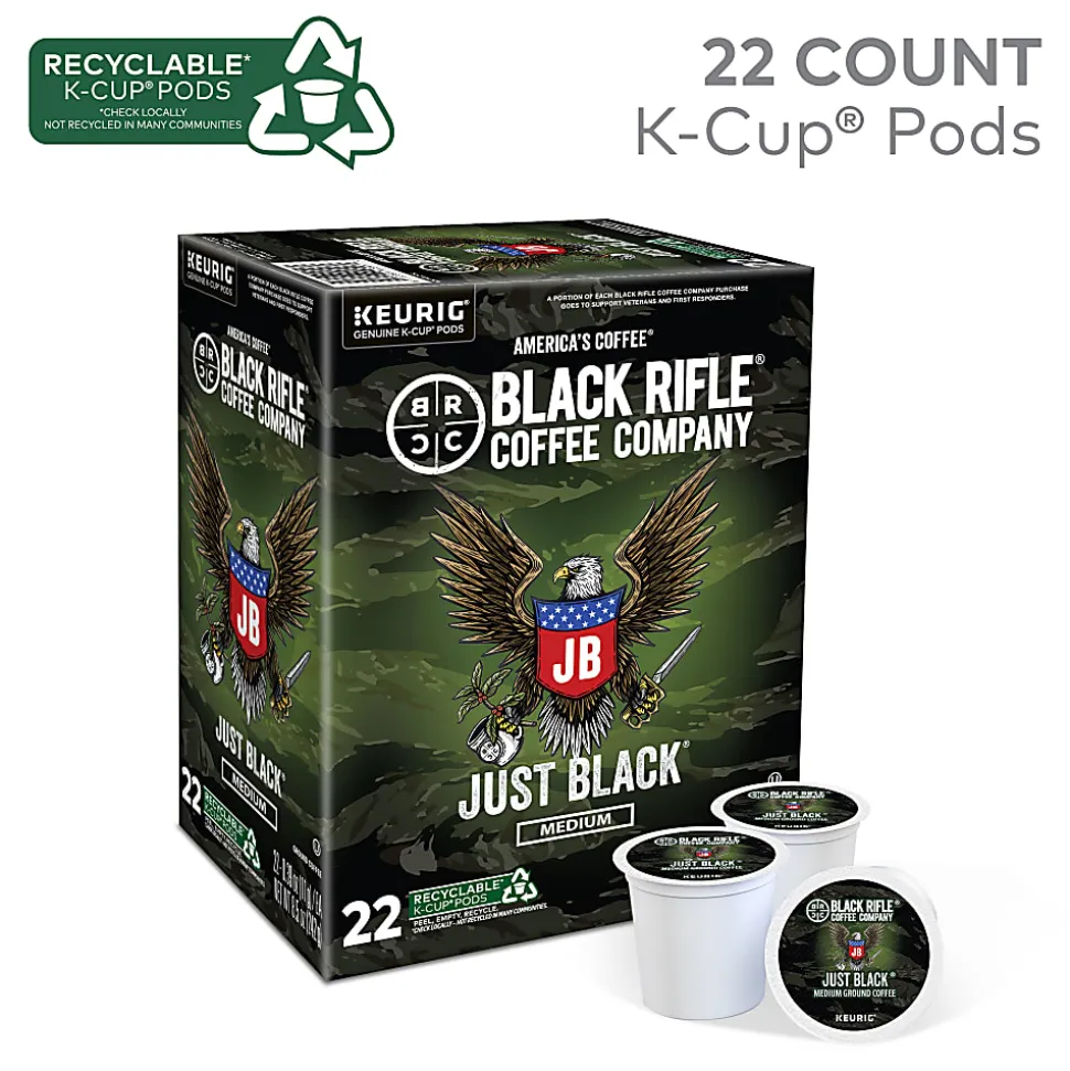 Keurig Black Rifle Coffee Company K-Cup Pods, Just Black, Medium Roast, Pack Of 22 Pods