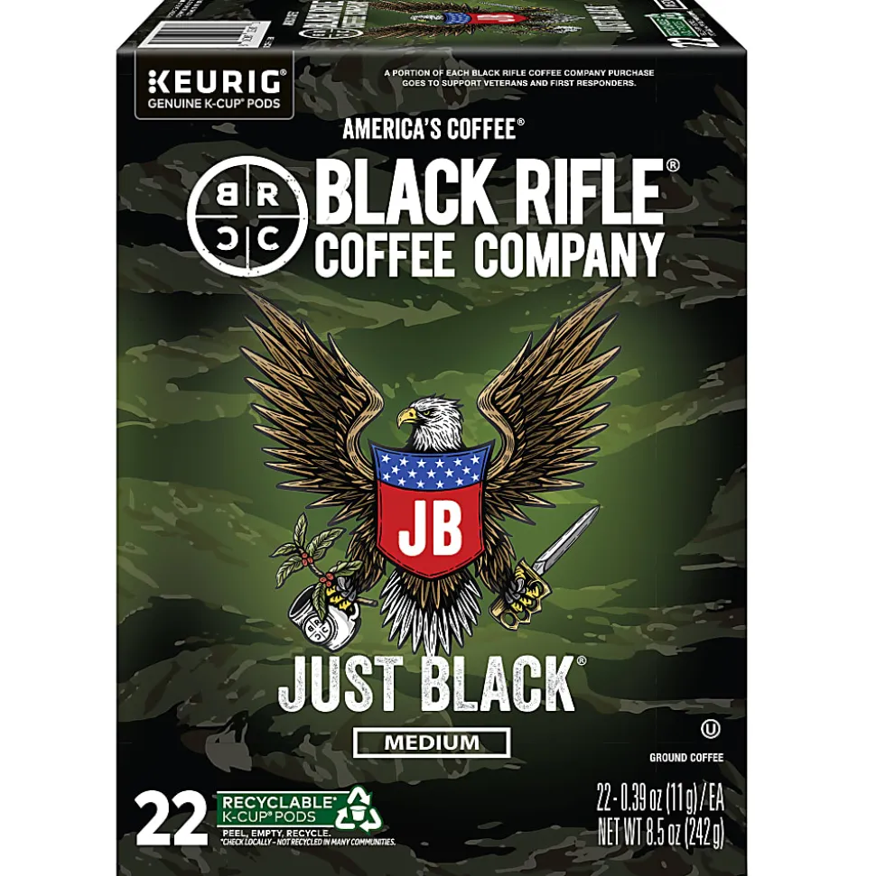 Keurig Black Rifle Coffee Company K-Cup Pods, Just Black, Medium Roast, Pack Of 22 Pods