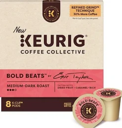 Keurig Coffee Collective Bold Beats Single-Serve K-Cup Pods, Medium-Dark Roast Coffee, 8 Count