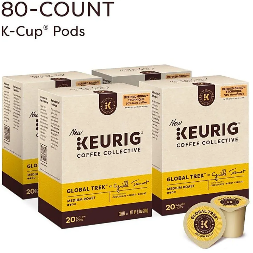 Keurig Coffee Collective Global Trek Single-Serve K-Cup Pods, Medium Roast Coffee, 80 Count (4 Packs of 20)