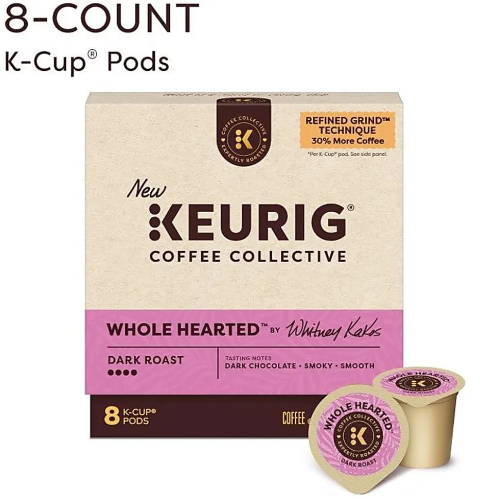 Keurig Coffee Collective Whole Hearted Single-Serve K-Cup Pods, Dark Roast Coffee, 8 Count