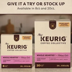 Keurig Coffee Collective Whole Hearted Single-Serve K-Cup Pods, Dark Roast Coffee, 8 Count