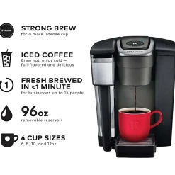Keurig®K-1550 Brewer, 96oz Reservoir, Single Serve K-Cup® Pod Small Business Coffee Maker, Black