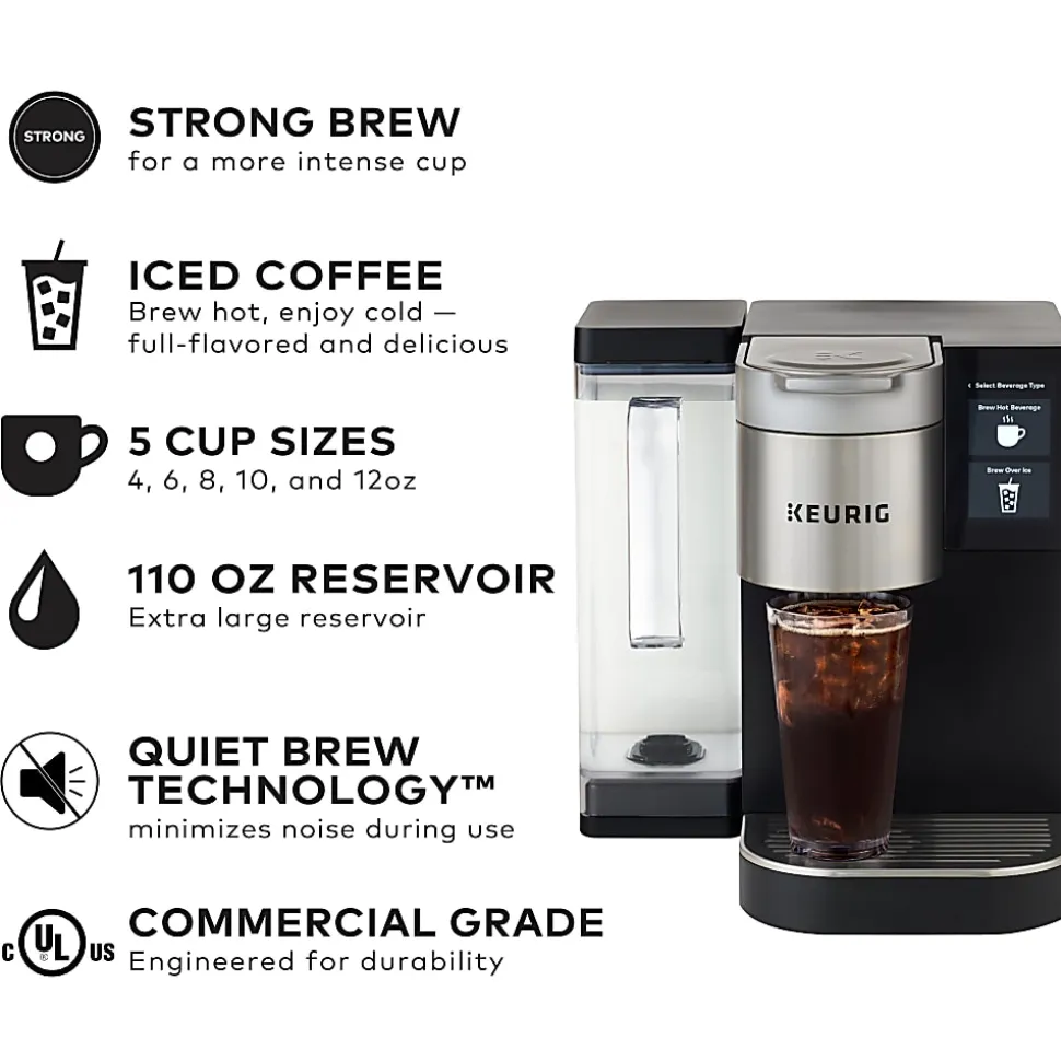 Keurig® K-2550® Single-Serve Commercial K-Cup® Pod Coffee Maker With 110oz Water Reservoir Bundle, Black/Silver