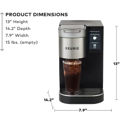Keurig® K-2550® Single-Serve K-Cup® Pod Medium Workplace Coffee Maker, Plumbed, Silver/Black
