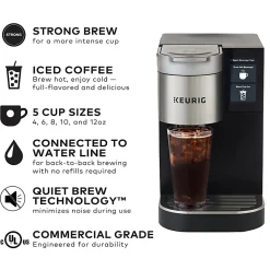 Keurig® K-2550® Single-Serve K-Cup® Pod Medium Workplace Coffee Maker, Plumbed, Silver/Black