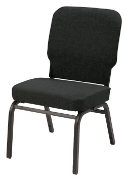 KFI Big and Tall Armless Fabric Stacking Chair, Black Vinyl