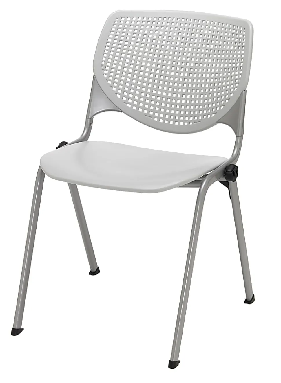 KFI Studios KOOL Stacking Chair, Light Gray/Silver