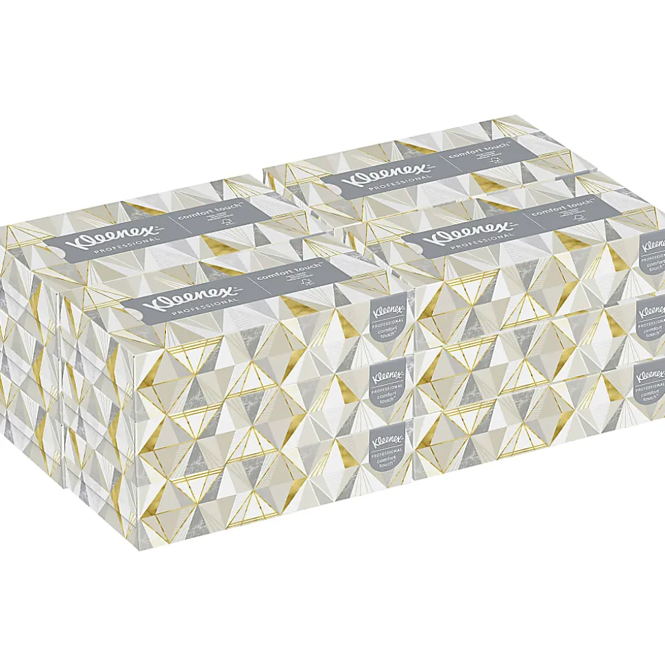 Kimberly Clark Kleenex Professional 2 Ply Facial Tissue, Flat Box, White, 125 Tissues Per Box, Case Of 12 Boxes