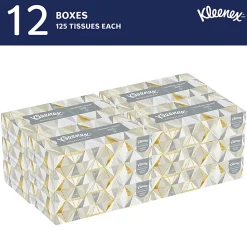 Kimberly Clark Kleenex Professional 2 Ply Facial Tissue, Flat Box, White, 125 Tissues Per Box, Case Of 12 Boxes